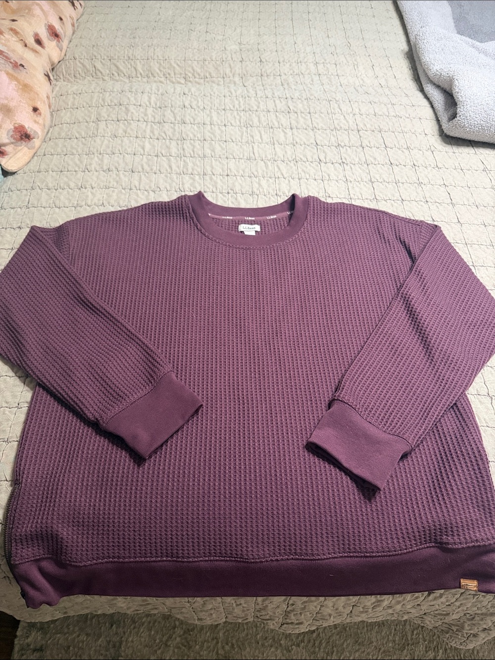 L.L. Bean Men's Waffle Crewneck Sweater - Plum